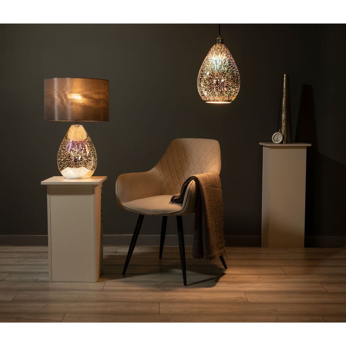 Geller Polished Chrome Hologram Effect Pendant Light Shade