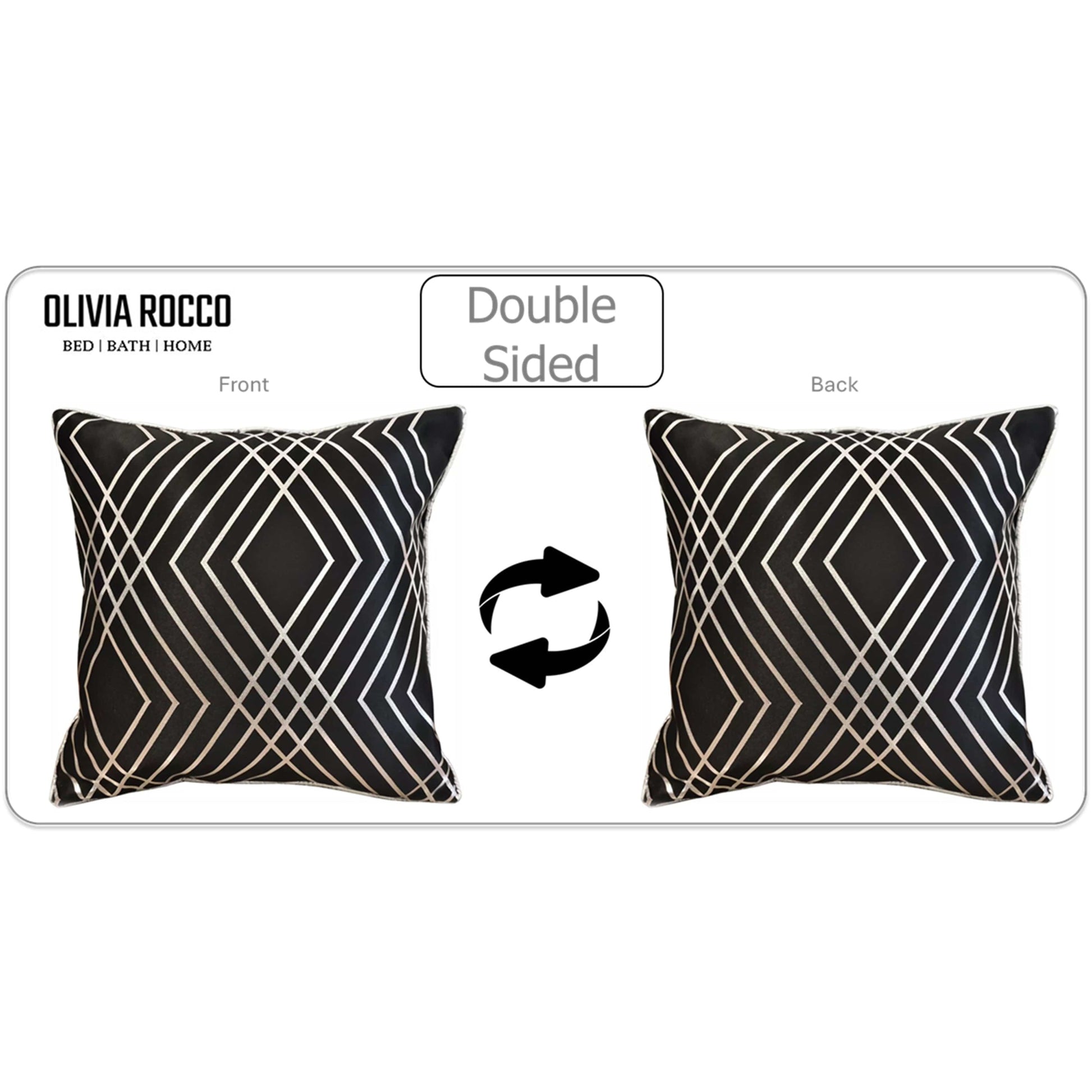 Geo Sparkle Cushion Covers 2 Pack Decorative Scatter Pillow Cases Geo Black for Sofa Bed Chair Lounge by OLIVIA ROCCO - White Bear Furnishings