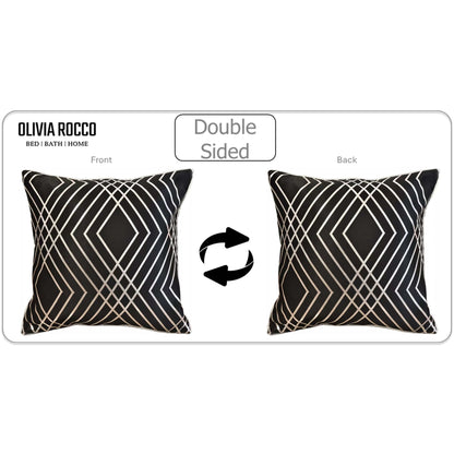 Geo Sparkle Cushion Covers 2 Pack Decorative Scatter Pillow Cases Geo Black for Sofa Bed Chair Lounge by OLIVIA ROCCO - White Bear Furnishings