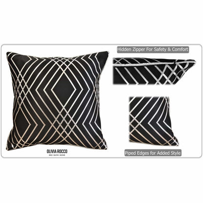 Geo Sparkle Cushion Covers 2 Pack Decorative Scatter Pillow Cases Geo Black for Sofa Bed Chair Lounge by OLIVIA ROCCO - White Bear Furnishings
