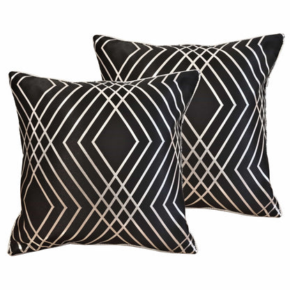 Geo Sparkle Cushion Covers 2 Pack Decorative Scatter Pillow Cases Geo Black for Sofa Bed Chair Lounge by OLIVIA ROCCO - White Bear Furnishings