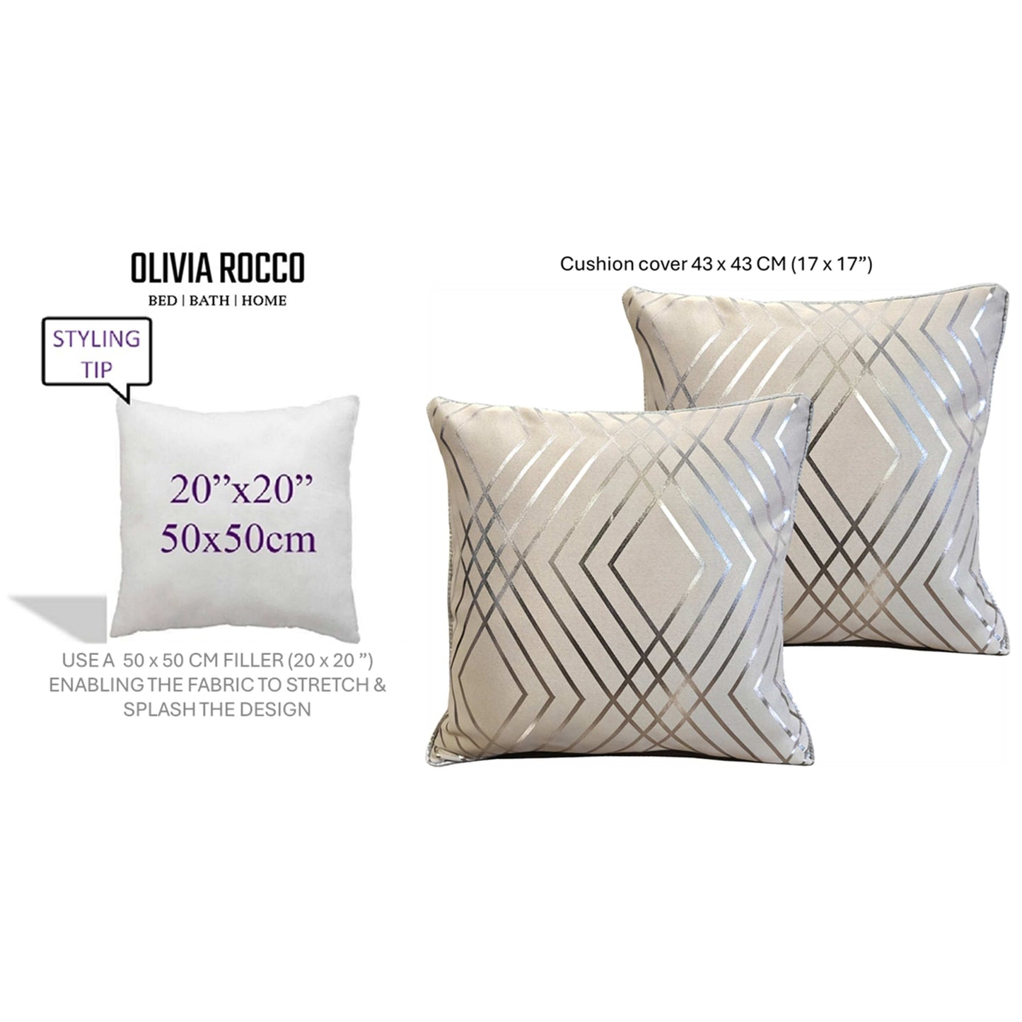 Geo Sparkle Cushion Covers 2 Pack Decorative Scatter Pillow Cases Geo Natural for Sofa Bed Chair Lounge by OLIVIA ROCCO - White Bear Furnishings