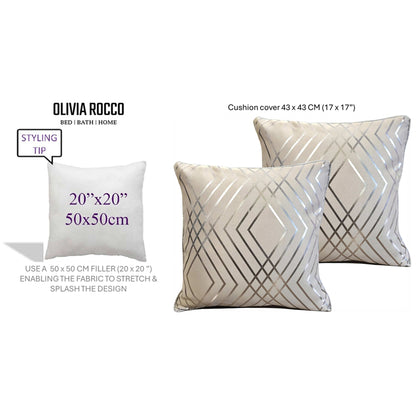 Geo Sparkle Cushion Covers 2 Pack Decorative Scatter Pillow Cases Geo Natural for Sofa Bed Chair Lounge by OLIVIA ROCCO - White Bear Furnishings