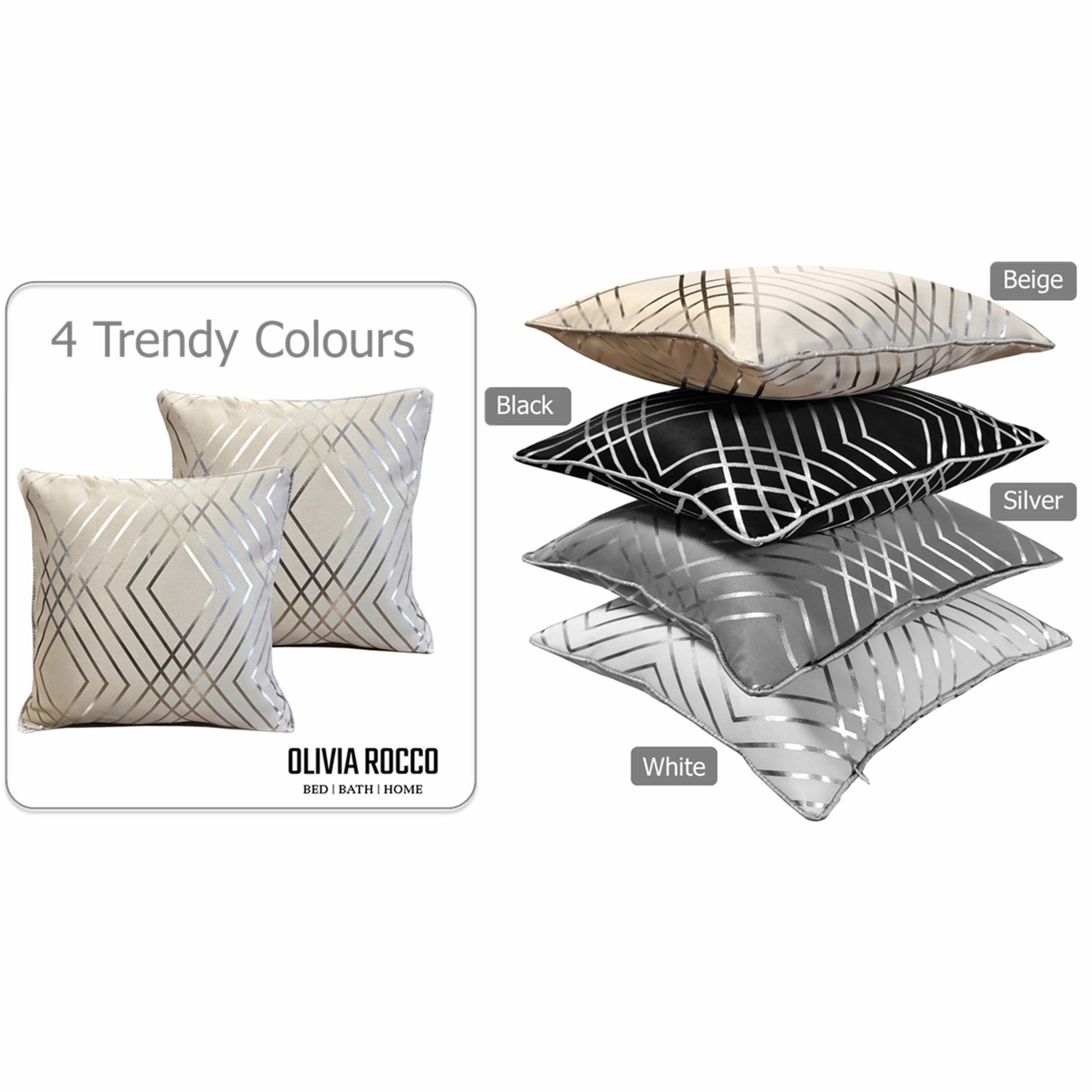 Geo Sparkle Cushion Covers 2 Pack Decorative Scatter Pillow Cases Geo Natural for Sofa Bed Chair Lounge by OLIVIA ROCCO - White Bear Furnishings