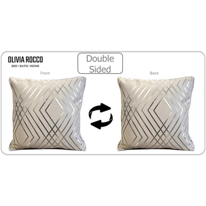 Geo Sparkle Cushion Covers 2 Pack Decorative Scatter Pillow Cases Geo Natural for Sofa Bed Chair Lounge by OLIVIA ROCCO - White Bear Furnishings