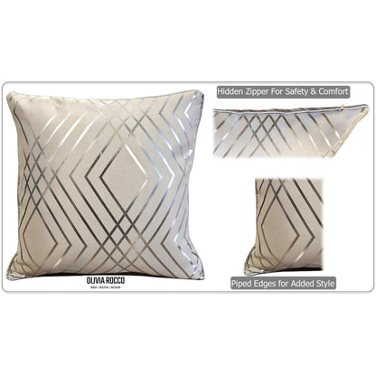 Geo Sparkle Cushion Covers 2 Pack Decorative Scatter Pillow Cases Geo Natural for Sofa Bed Chair Lounge by OLIVIA ROCCO - White Bear Furnishings
