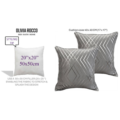 Geo Sparkle Cushion Covers 2 Pack Decorative Scatter Pillow Cases Geo Silver for Sofa Bed Chair Lounge by OLIVIA ROCCO - White Bear Furnishings