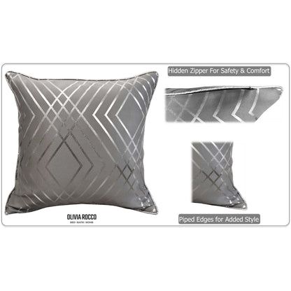 Geo Sparkle Cushion Covers 2 Pack Decorative Scatter Pillow Cases Geo Silver for Sofa Bed Chair Lounge by OLIVIA ROCCO - White Bear Furnishings