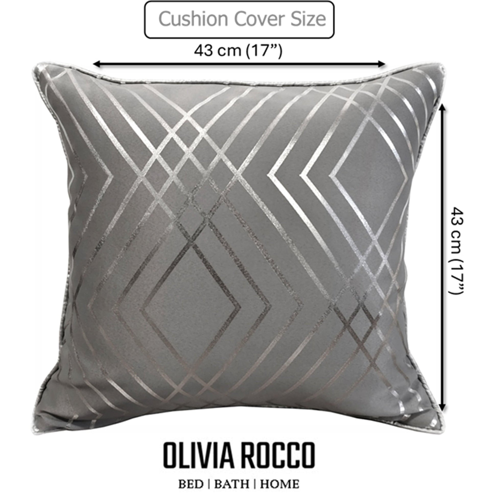 Geo Sparkle Cushion Covers 2 Pack Decorative Scatter Pillow Cases Geo Silver for Sofa Bed Chair Lounge by OLIVIA ROCCO - White Bear Furnishings