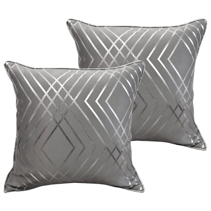 Geo Sparkle Cushion Covers 2 Pack Decorative Scatter Pillow Cases Geo Silver for Sofa Bed Chair Lounge by OLIVIA ROCCO - White Bear Furnishings