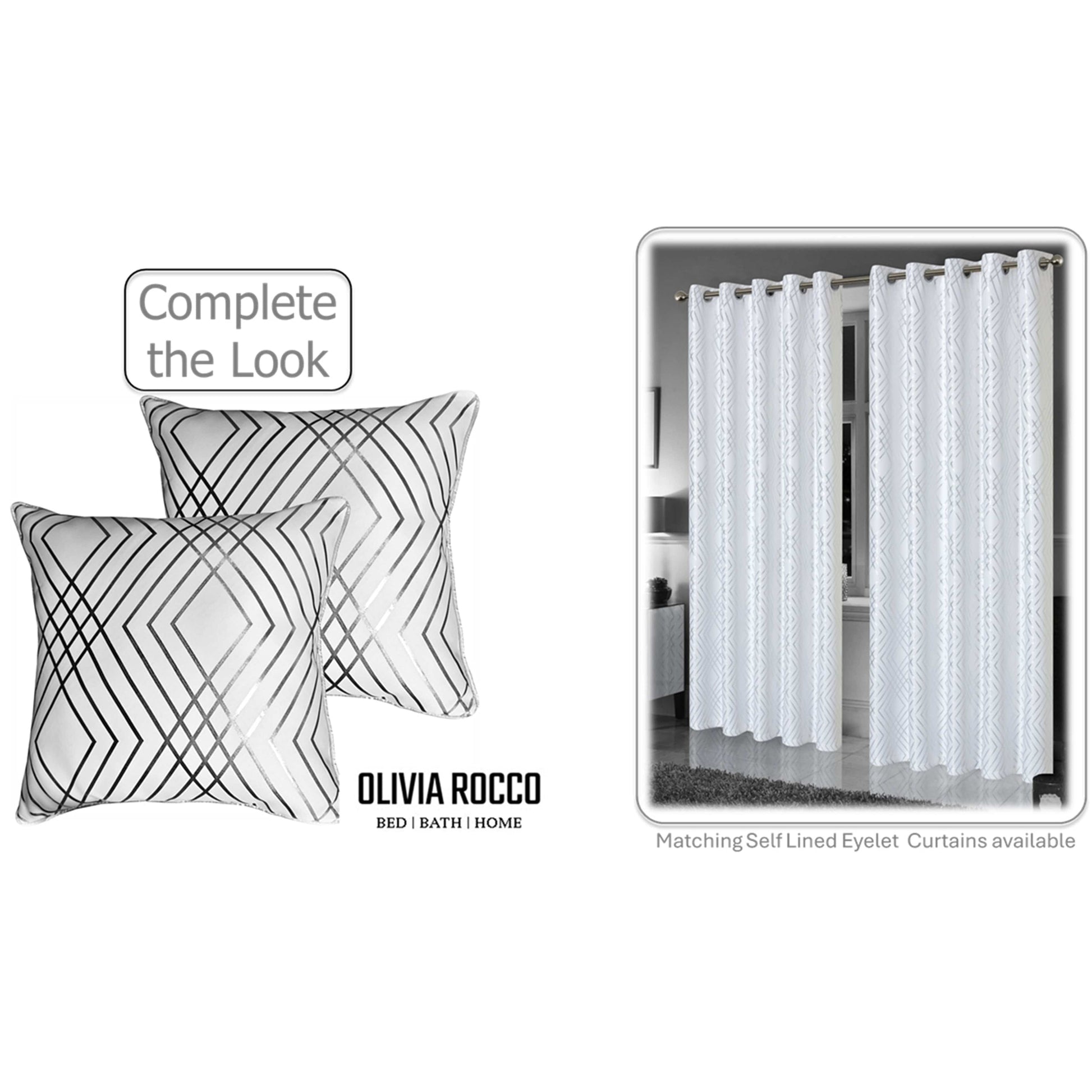 Geo Sparkle Cushion Covers 2 Pack Decorative Scatter Pillow Cases Geo White for Sofa Bed Chair Lounge by OLIVIA ROCCO - White Bear Furnishings