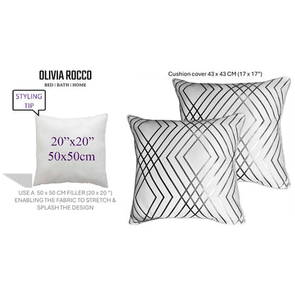 Geo Sparkle Cushion Covers 2 Pack Decorative Scatter Pillow Cases Geo White for Sofa Bed Chair Lounge by OLIVIA ROCCO - White Bear Furnishings