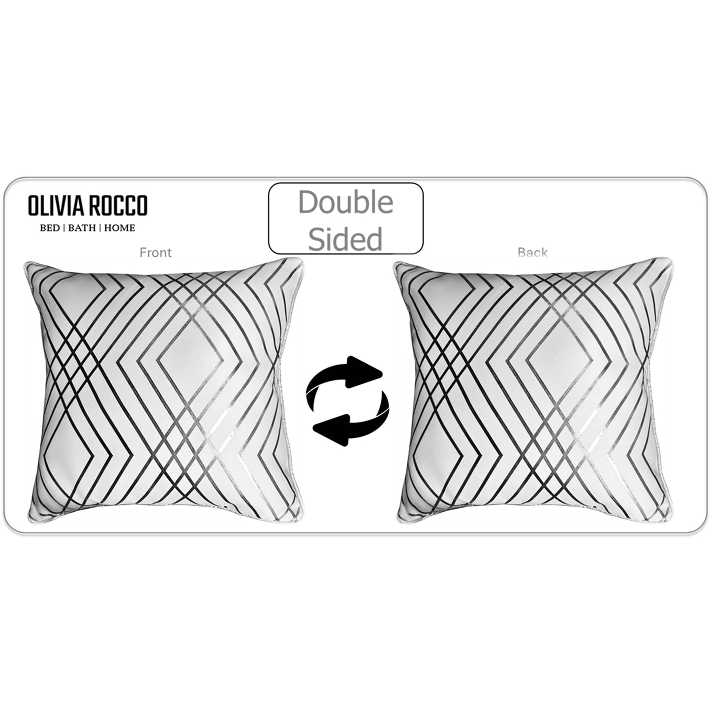 Geo Sparkle Cushion Covers 2 Pack Decorative Scatter Pillow Cases Geo White for Sofa Bed Chair Lounge by OLIVIA ROCCO - White Bear Furnishings