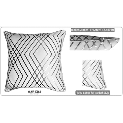 Geo Sparkle Cushion Covers 2 Pack Decorative Scatter Pillow Cases Geo White for Sofa Bed Chair Lounge by OLIVIA ROCCO - White Bear Furnishings