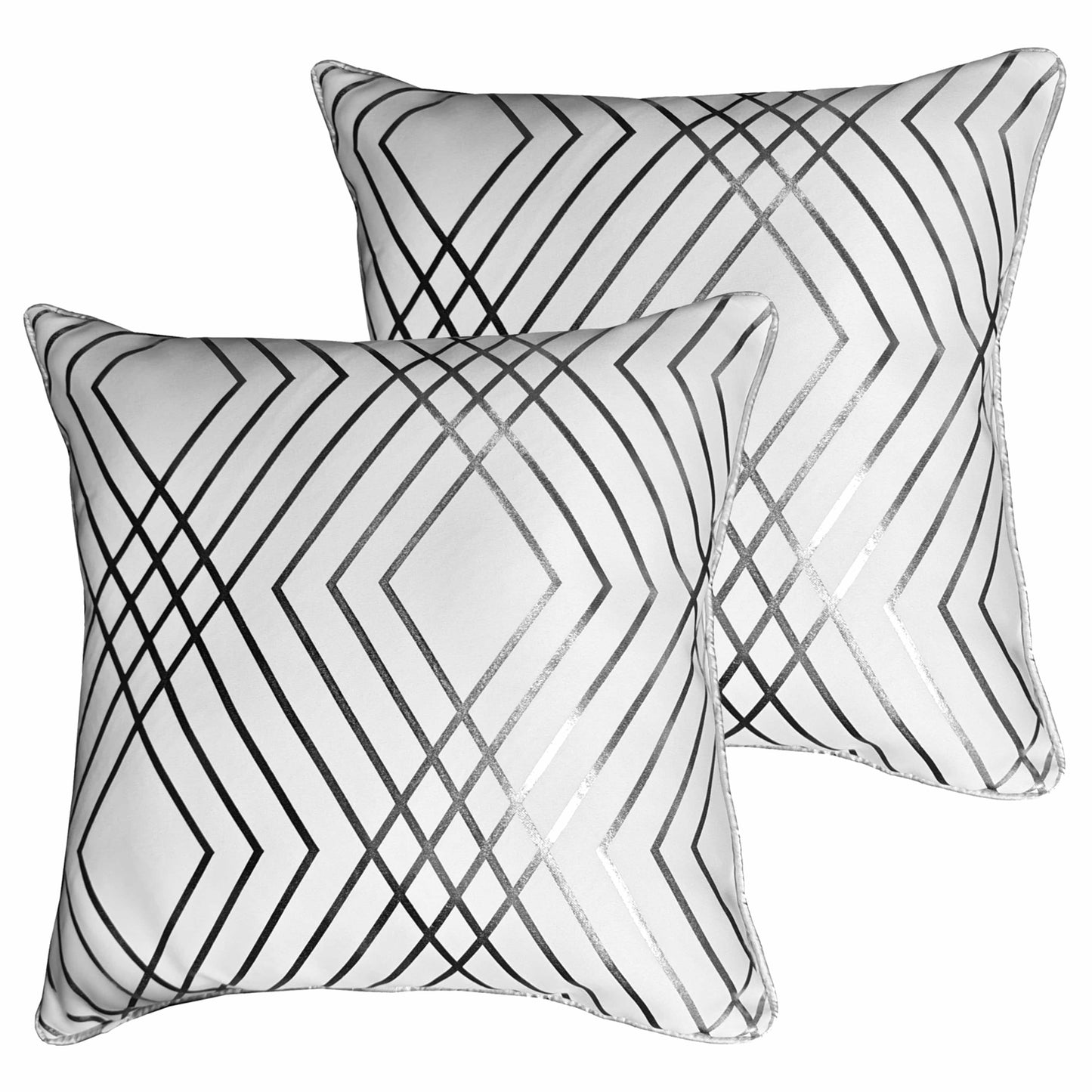 Geo Sparkle Cushion Covers 2 Pack Decorative Scatter Pillow Cases Geo White for Sofa Bed Chair Lounge by OLIVIA ROCCO - White Bear Furnishings