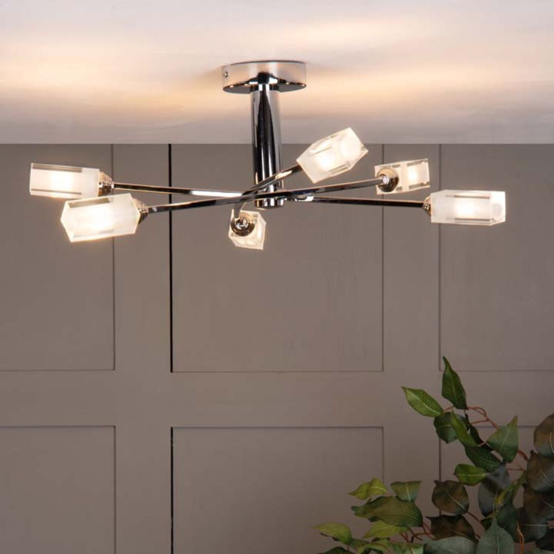 Icarus 6 Light Semi Flush Ceiling Light Polished Chrome