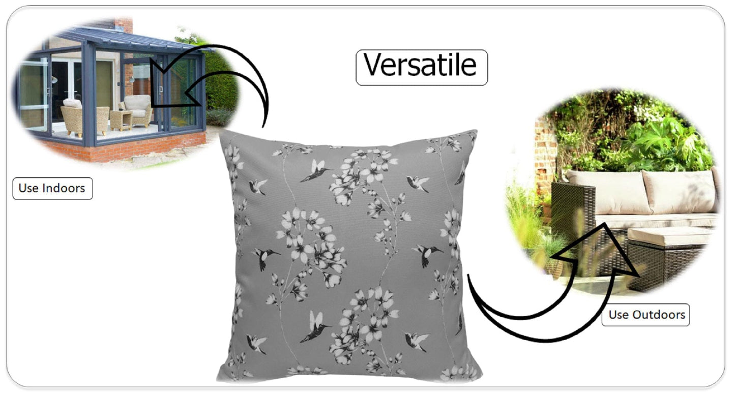 Jardin Silver Waterproof Outdoor and Indoor Cushions 17x17 Inch Weather-Resistant Patio Garden Balcony Seating Premium Hollow-Fibre Decorative Pillows by OLIVIA ROCCO - White Bear Furnishings