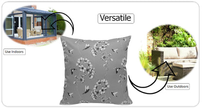 Jardin Silver Waterproof Outdoor and Indoor Cushions 17x17 Inch Weather-Resistant Patio Garden Balcony Seating Premium Hollow-Fibre Decorative Pillows by OLIVIA ROCCO - White Bear Furnishings