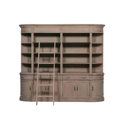 Handcrafted Large Rustic White Cedar Bookcase with Ladder & Curved Edges - RMB12