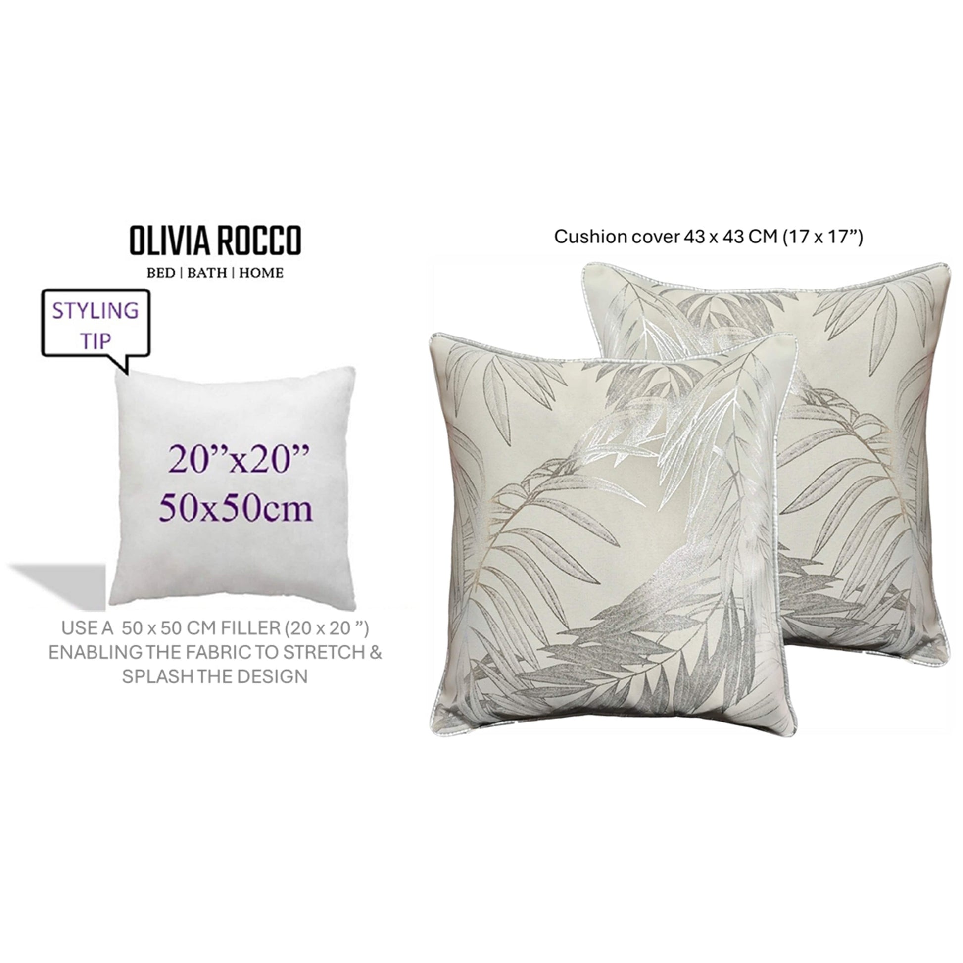 Leaf Sparkle 2 Pack Cushion Covers Leaf Natural Modern Decorative Throw Pillow Cases for Sofa or Bed by OLIVIA ROCCO - White Bear Furnishings