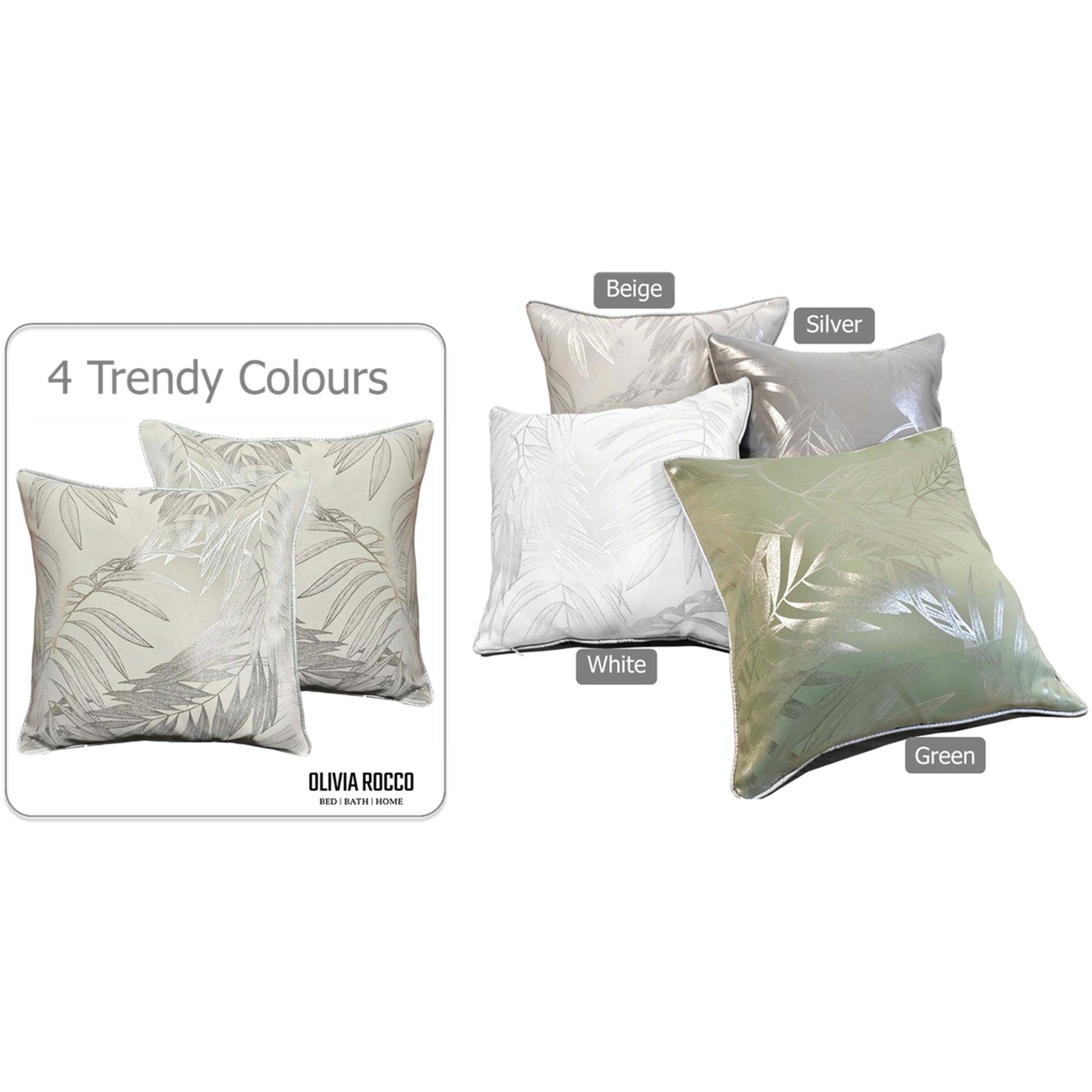 Leaf Sparkle 2 Pack Cushion Covers Leaf Natural Modern Decorative Throw Pillow Cases for Sofa or Bed by OLIVIA ROCCO - White Bear Furnishings