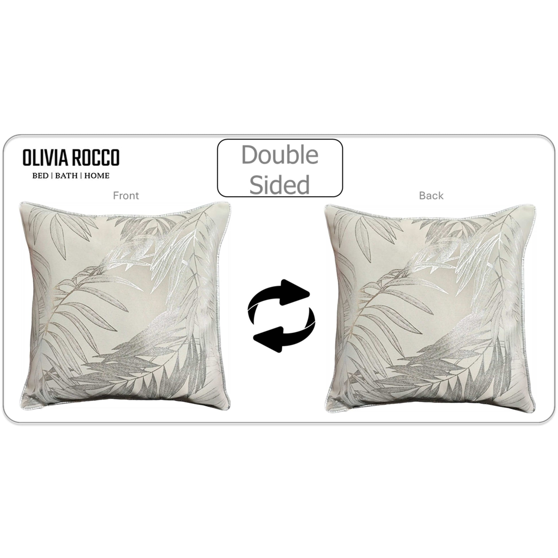Leaf Sparkle 2 Pack Cushion Covers Leaf Natural Modern Decorative Throw Pillow Cases for Sofa or Bed by OLIVIA ROCCO - White Bear Furnishings