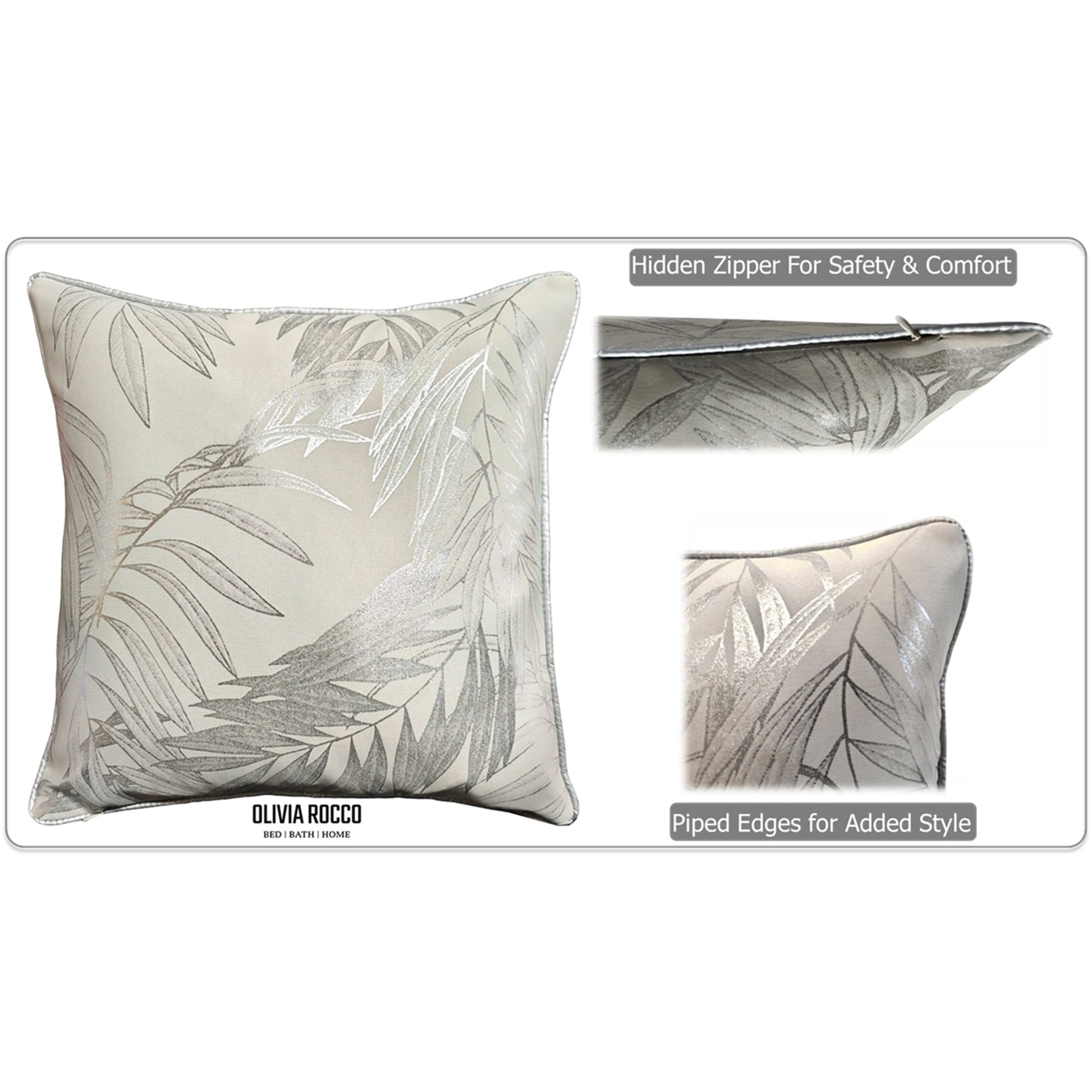 Leaf Sparkle 2 Pack Cushion Covers Leaf Natural Modern Decorative Throw Pillow Cases for Sofa or Bed by OLIVIA ROCCO - White Bear Furnishings