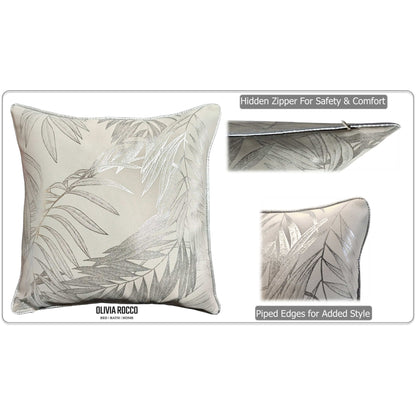 Leaf Sparkle 2 Pack Cushion Covers Leaf Natural Modern Decorative Throw Pillow Cases for Sofa or Bed by OLIVIA ROCCO - White Bear Furnishings