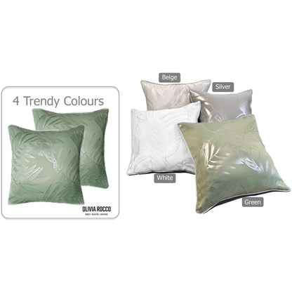 Leaf Sparkle 2 Pack Cushion Covers Leaf Sage Green Modern Decorative Throw Pillow Cases for Sofa or Bed by OLIVIA ROCCO - White Bear Furnishings