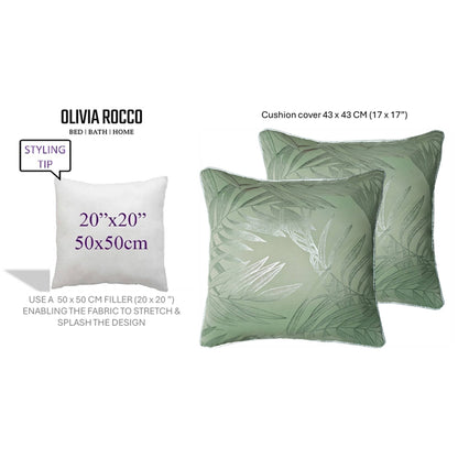 Leaf Sparkle 2 Pack Cushion Covers Leaf Sage Green Modern Decorative Throw Pillow Cases for Sofa or Bed by OLIVIA ROCCO - White Bear Furnishings