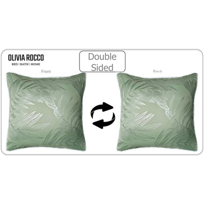 Leaf Sparkle 2 Pack Cushion Covers Leaf Sage Green Modern Decorative Throw Pillow Cases for Sofa or Bed by OLIVIA ROCCO - White Bear Furnishings