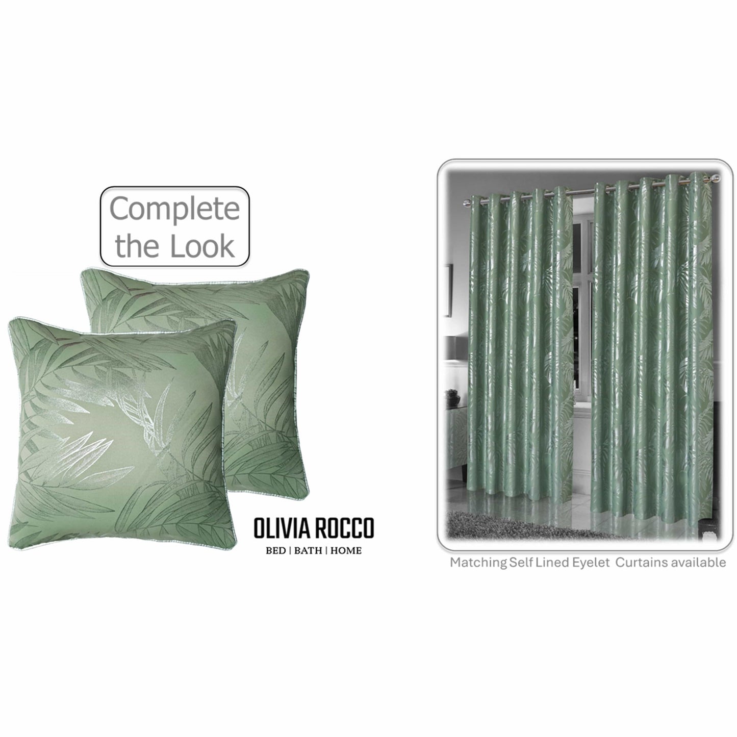 Leaf Sparkle 2 Pack Cushion Covers Leaf Sage Green Modern Decorative Throw Pillow Cases for Sofa or Bed by OLIVIA ROCCO - White Bear Furnishings