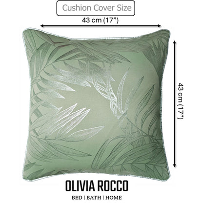 Leaf Sparkle 2 Pack Cushion Covers Leaf Sage Green Modern Decorative Throw Pillow Cases for Sofa or Bed by OLIVIA ROCCO - White Bear Furnishings