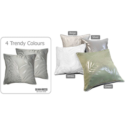 Leaf Sparkle 2 Pack Cushion Covers Leaf Silver Modern Decorative Throw Pillow Cases for Sofa or Bed by OLIVIA ROCCO - White Bear Furnishings
