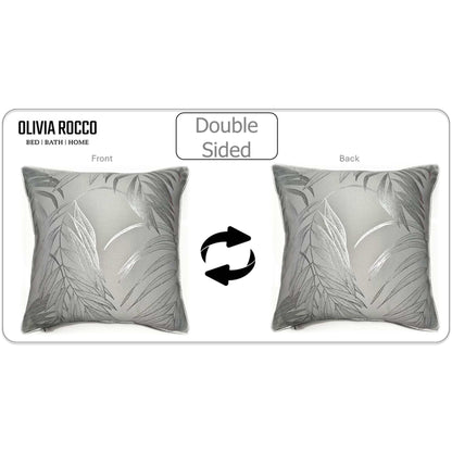 Leaf Sparkle 2 Pack Cushion Covers Leaf Silver Modern Decorative Throw Pillow Cases for Sofa or Bed by OLIVIA ROCCO - White Bear Furnishings