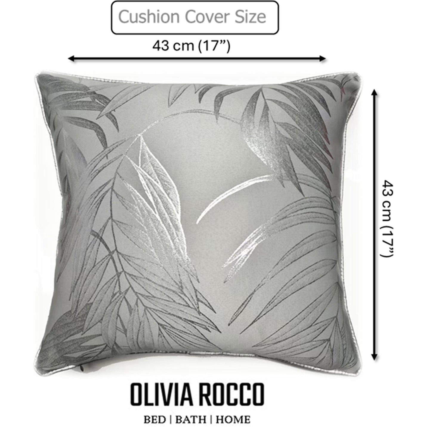 Leaf Sparkle 2 Pack Cushion Covers Leaf Silver Modern Decorative Throw Pillow Cases for Sofa or Bed by OLIVIA ROCCO - White Bear Furnishings
