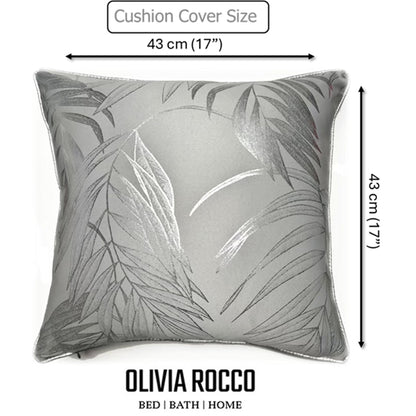 Leaf Sparkle 2 Pack Cushion Covers Leaf Silver Modern Decorative Throw Pillow Cases for Sofa or Bed by OLIVIA ROCCO - White Bear Furnishings