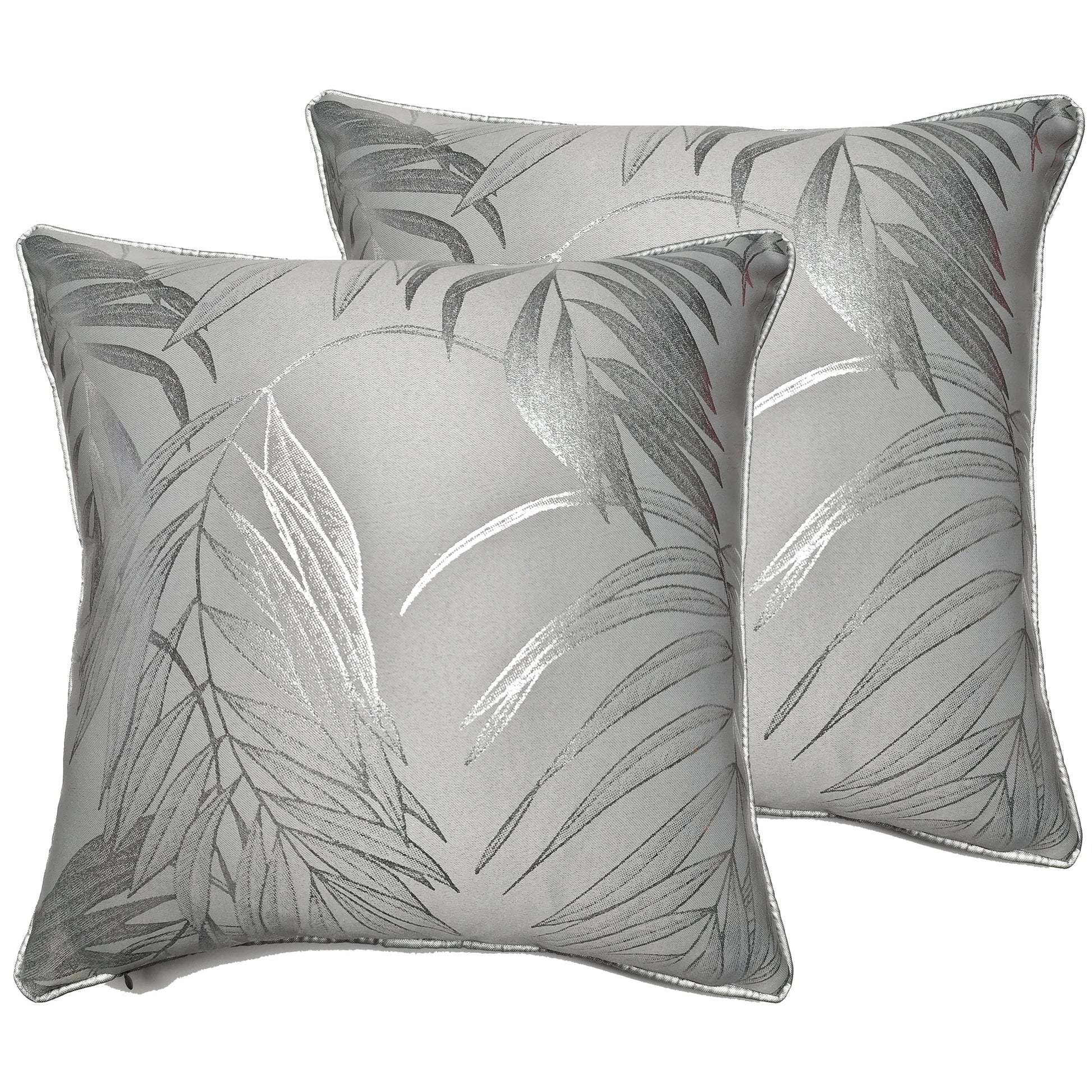 Leaf Sparkle 2 Pack Cushion Covers Leaf Silver Modern Decorative Throw Pillow Cases for Sofa or Bed by OLIVIA ROCCO - White Bear Furnishings