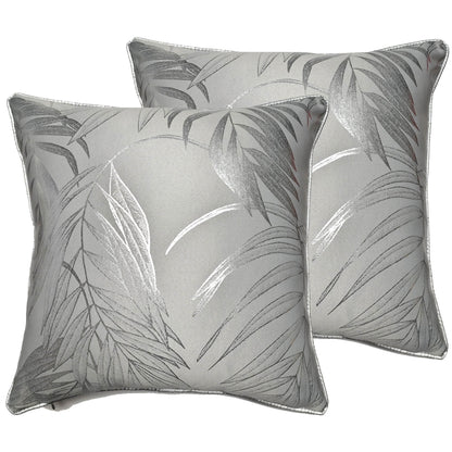 Leaf Sparkle 2 Pack Cushion Covers Leaf Silver Modern Decorative Throw Pillow Cases for Sofa or Bed by OLIVIA ROCCO - White Bear Furnishings