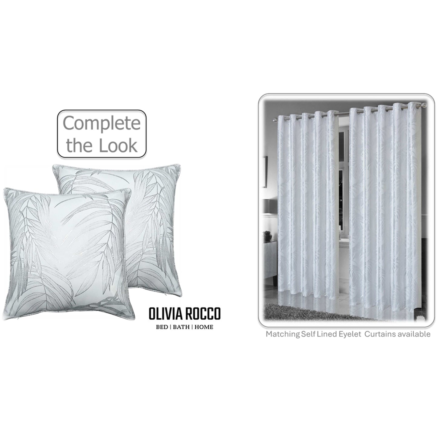 Leaf Sparkle 2 Pack Cushion Covers Leaf White Modern Decorative Throw Pillow Cases for Sofa or Bed by OLIVIA ROCCO - White Bear Furnishings