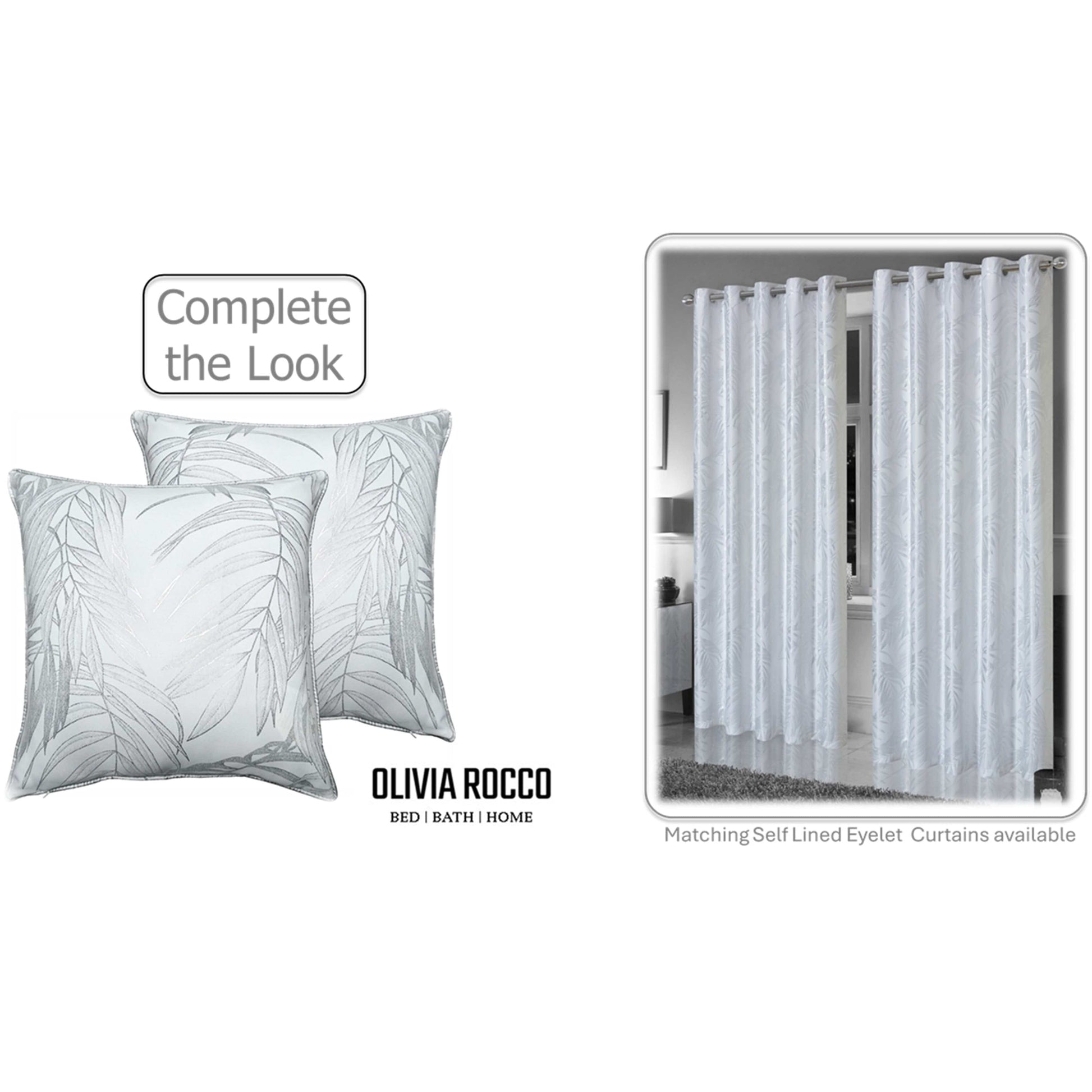 Leaf Sparkle 2 Pack Cushion Covers Leaf White Modern Decorative Throw Pillow Cases for Sofa or Bed by OLIVIA ROCCO - White Bear Furnishings