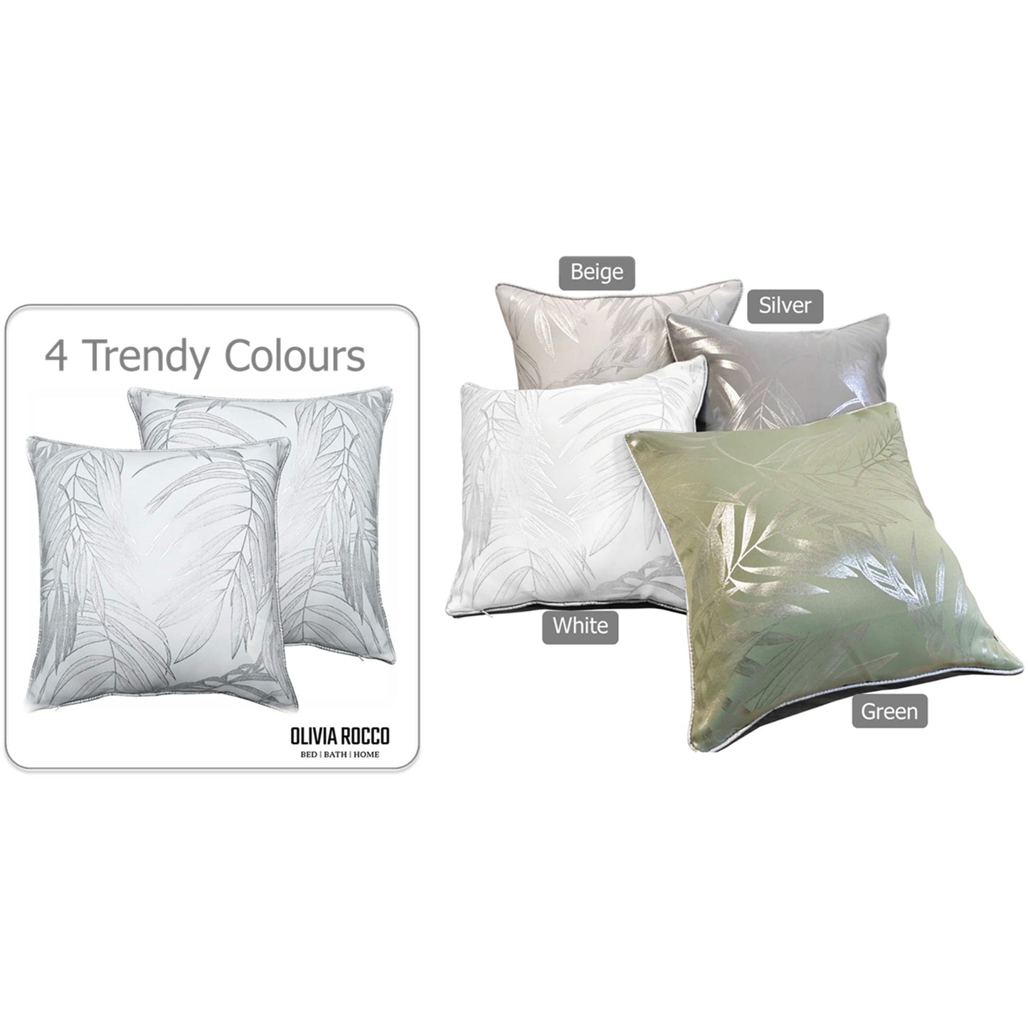 Leaf Sparkle 2 Pack Cushion Covers Leaf White Modern Decorative Throw Pillow Cases for Sofa or Bed by OLIVIA ROCCO - White Bear Furnishings
