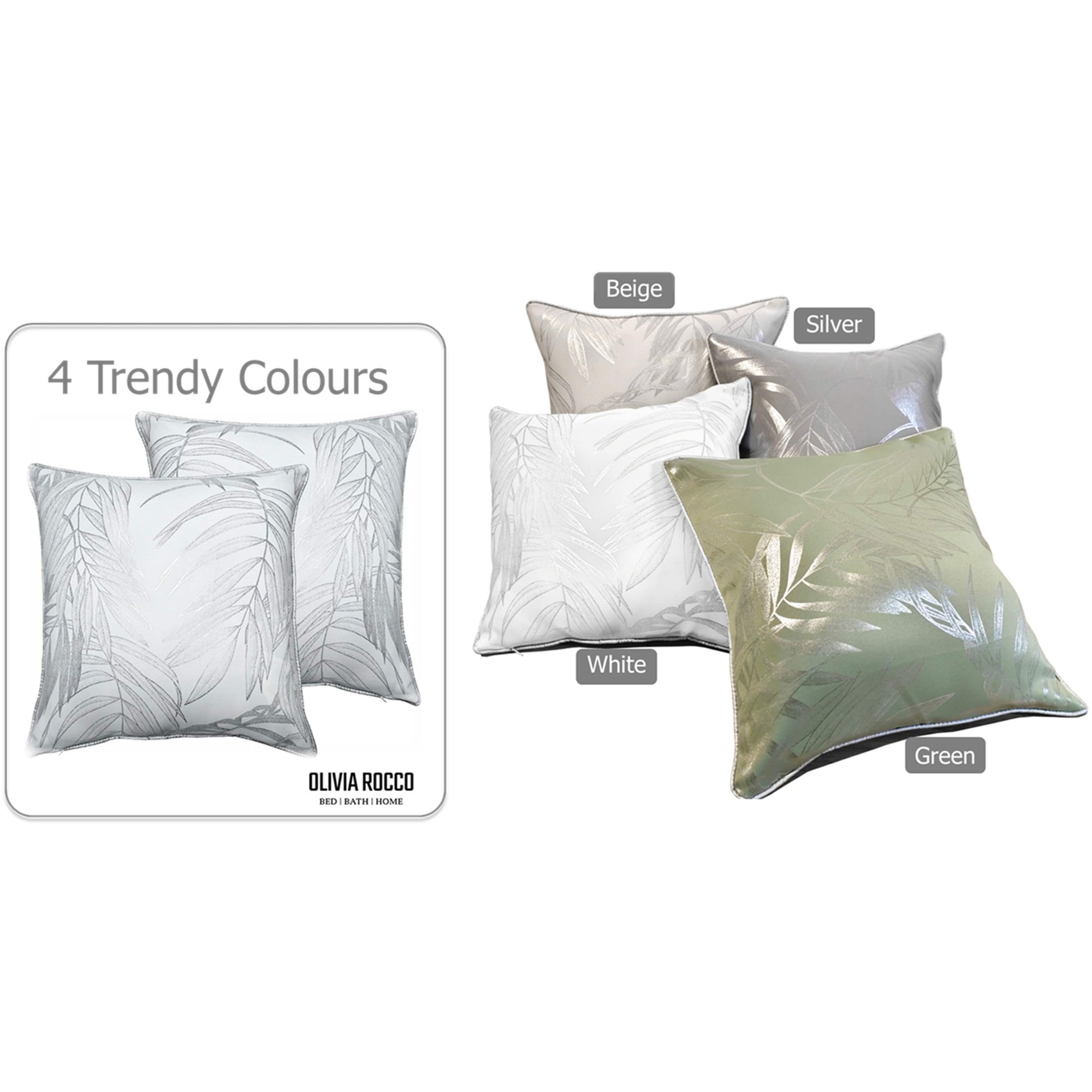 Leaf Sparkle 2 Pack Cushion Covers Leaf White Modern Decorative Throw Pillow Cases for Sofa or Bed by OLIVIA ROCCO - White Bear Furnishings