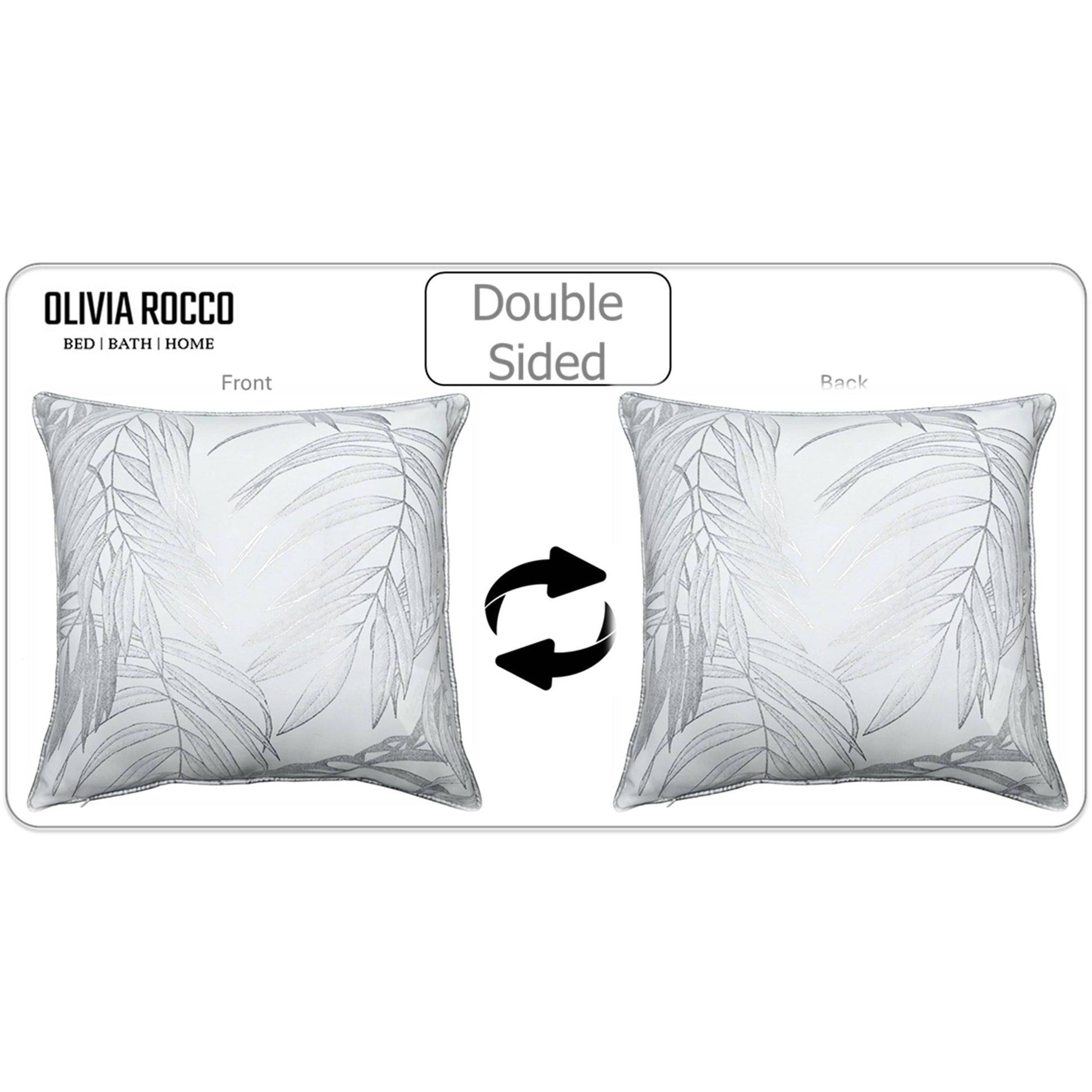Leaf Sparkle 2 Pack Cushion Covers Leaf White Modern Decorative Throw Pillow Cases for Sofa or Bed by OLIVIA ROCCO - White Bear Furnishings