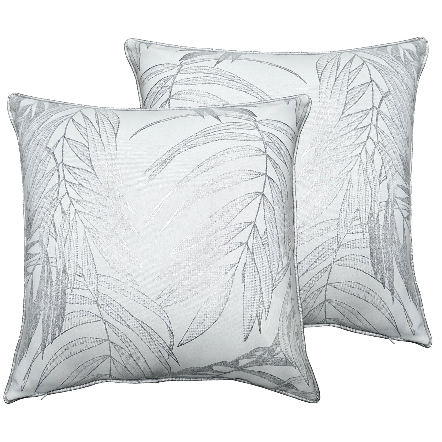 Leaf Sparkle 2 Pack Cushion Covers Leaf White Modern Decorative Throw Pillow Cases for Sofa or Bed by OLIVIA ROCCO - White Bear Furnishings