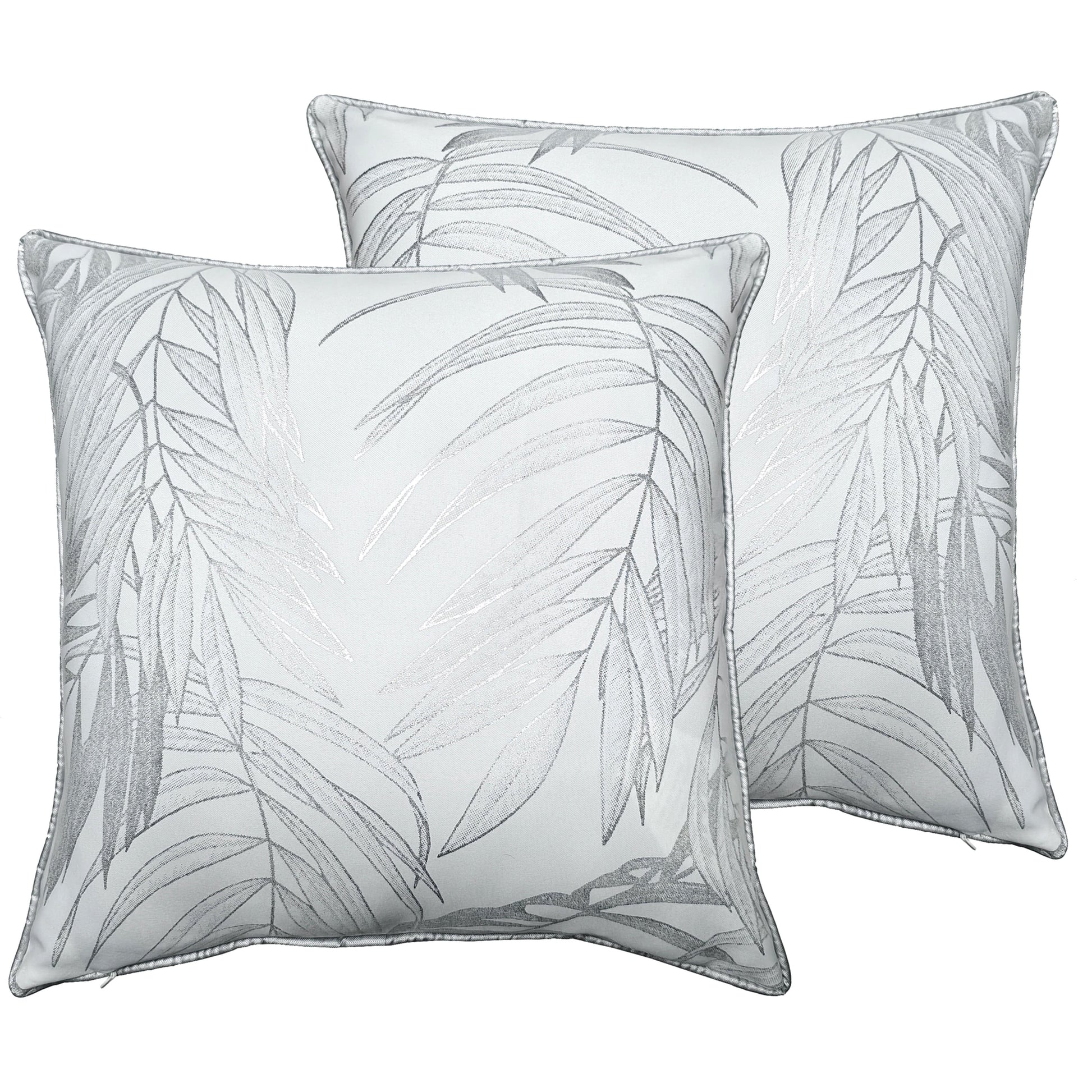 Leaf Sparkle 2 Pack Cushion Covers Leaf White Modern Decorative Throw Pillow Cases for Sofa or Bed by OLIVIA ROCCO - White Bear Furnishings