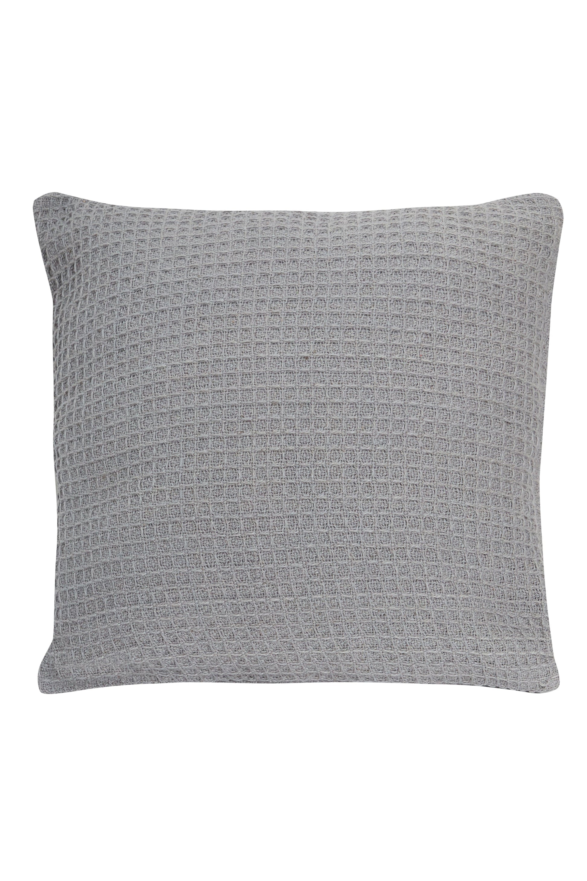 Lisbon Pure Indian Cotton Handwoven Honeycomb Vibrant Cushion Covers for Indoor Outdoor Use in Grey Ochre Navy Teal Silver Pink 17x17 and 24x24 Inches by OLIVIA ROCCO - White Bear Furnishings