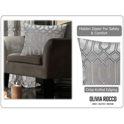Luxe Geo Velvet Cushion Covers 2 Pack Champagne Geometric Decorative Cushions for Sofa Bed & Living Room by OLIVIA ROCCO - White Bear Furnishings