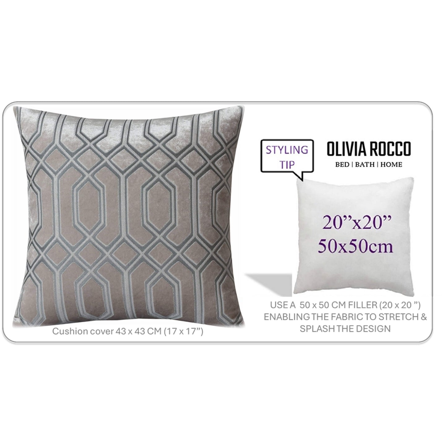 Luxe Geo Velvet Cushion Covers 2 Pack Champagne Geometric Decorative Cushions for Sofa Bed & Living Room by OLIVIA ROCCO - White Bear Furnishings