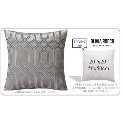 Luxe Geo Velvet Cushion Covers 2 Pack Champagne Geometric Decorative Cushions for Sofa Bed & Living Room by OLIVIA ROCCO - White Bear Furnishings